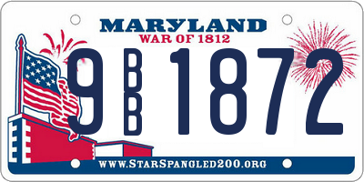 MD license plate 9BB1872