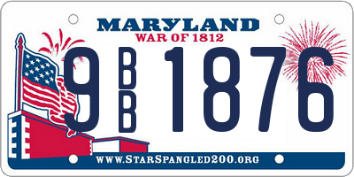 MD license plate 9BB1876