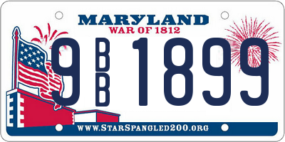 MD license plate 9BB1899