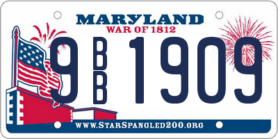 MD license plate 9BB1909