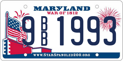 MD license plate 9BB1993