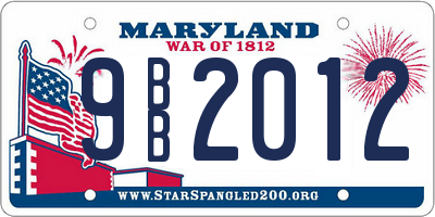 MD license plate 9BB2012