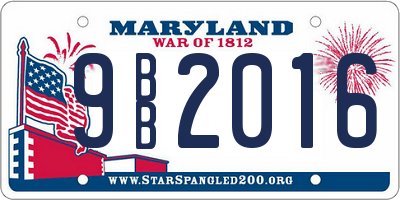 MD license plate 9BB2016