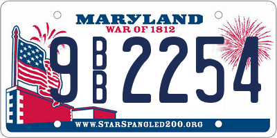 MD license plate 9BB2254