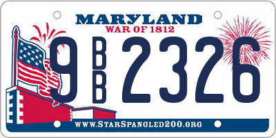 MD license plate 9BB2326