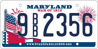 MD license plate 9BB2356