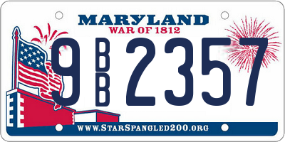 MD license plate 9BB2357