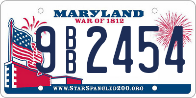 MD license plate 9BB2454
