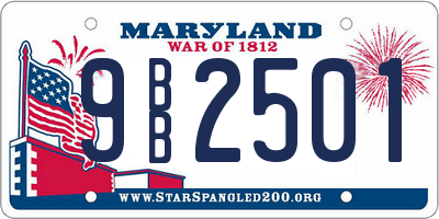 MD license plate 9BB2501