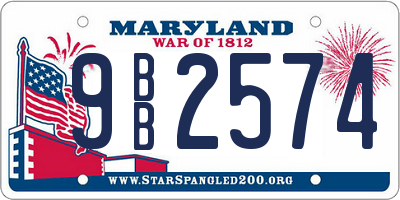 MD license plate 9BB2574