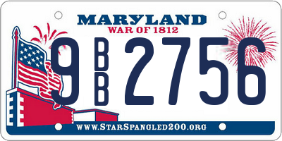MD license plate 9BB2756