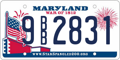 MD license plate 9BB2831