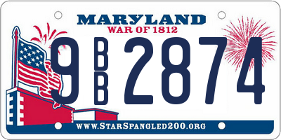 MD license plate 9BB2874