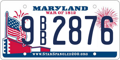MD license plate 9BB2876