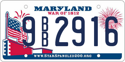 MD license plate 9BB2916