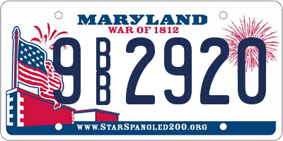 MD license plate 9BB2920