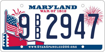 MD license plate 9BB2947