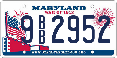 MD license plate 9BB2952