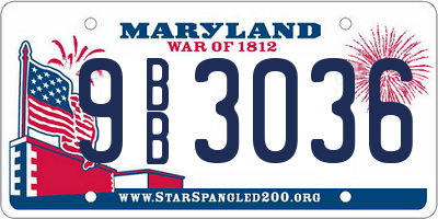 MD license plate 9BB3036