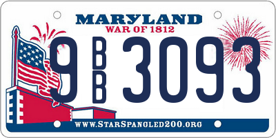MD license plate 9BB3093
