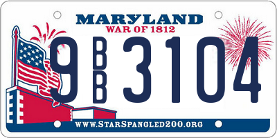 MD license plate 9BB3104
