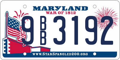 MD license plate 9BB3192