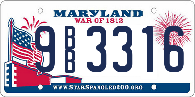 MD license plate 9BB3316