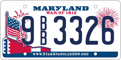 MD license plate 9BB3326