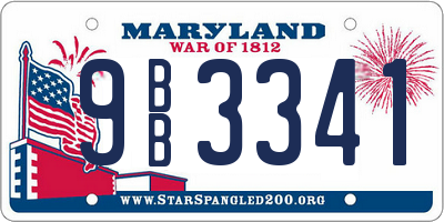 MD license plate 9BB3341