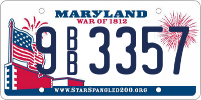 MD license plate 9BB3357