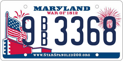 MD license plate 9BB3368