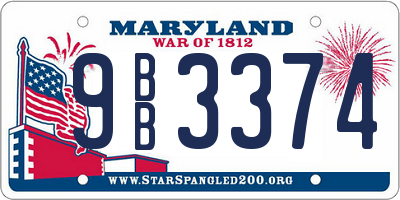 MD license plate 9BB3374