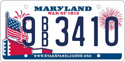 MD license plate 9BB3410