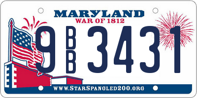 MD license plate 9BB3431