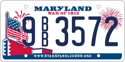 MD license plate 9BB3572