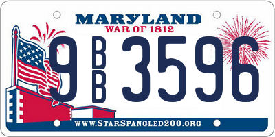 MD license plate 9BB3596