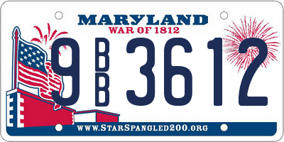 MD license plate 9BB3612