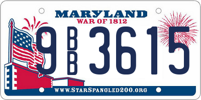 MD license plate 9BB3615