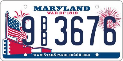 MD license plate 9BB3676