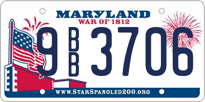 MD license plate 9BB3706