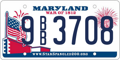 MD license plate 9BB3708