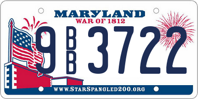 MD license plate 9BB3722