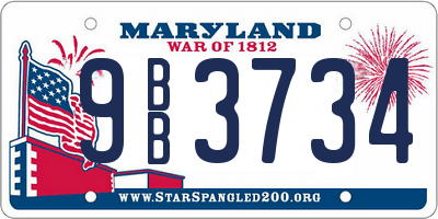 MD license plate 9BB3734