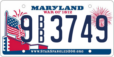 MD license plate 9BB3749