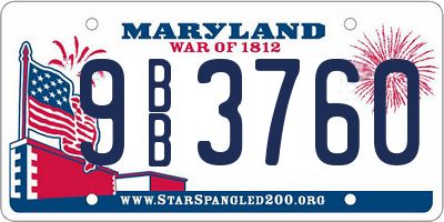 MD license plate 9BB3760