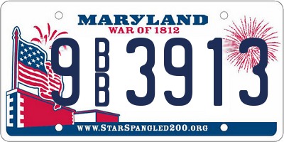 MD license plate 9BB3913