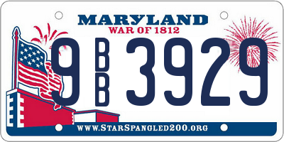 MD license plate 9BB3929