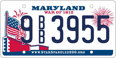 MD license plate 9BB3955