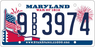 MD license plate 9BB3974