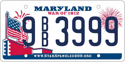 MD license plate 9BB3999